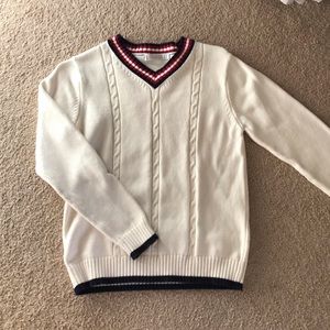 White Sweater with Collar Detailing